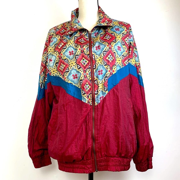 Vintage 90s Unique Jennifer Moore Activewear Windbreaker Jacket- Medium - Picture 1 of 9